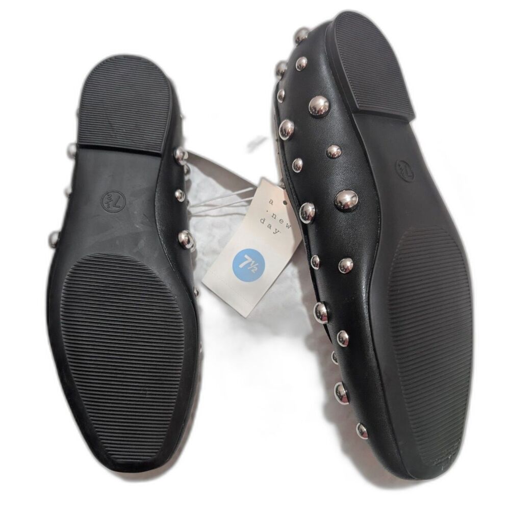 Women's Sammie Studded Ballet Flats -A New Day-Black Size 9 - Picture 5 of 7